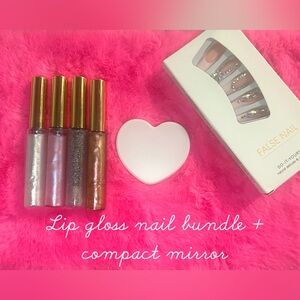Lip Gloss and Nail Bundle with Compact Mirror